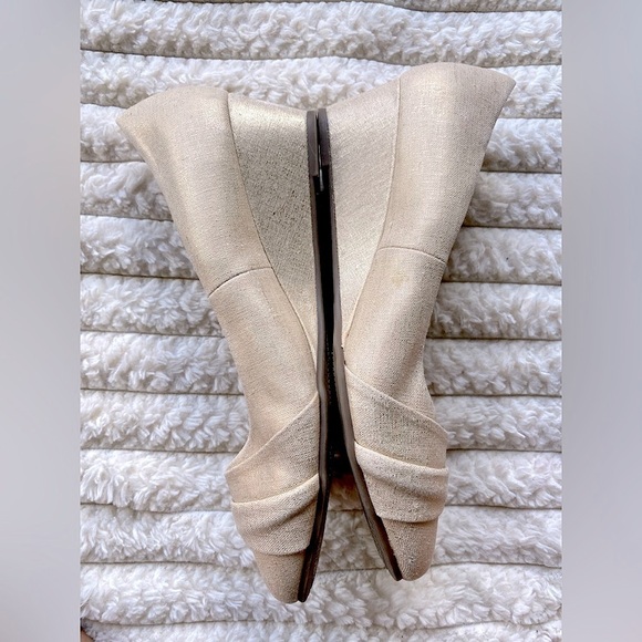 Kelly & Katie Shoes - Kelly & Katie Gold Shimmer Wedge Heels | Size 8.5M | Elegant & Comfortable